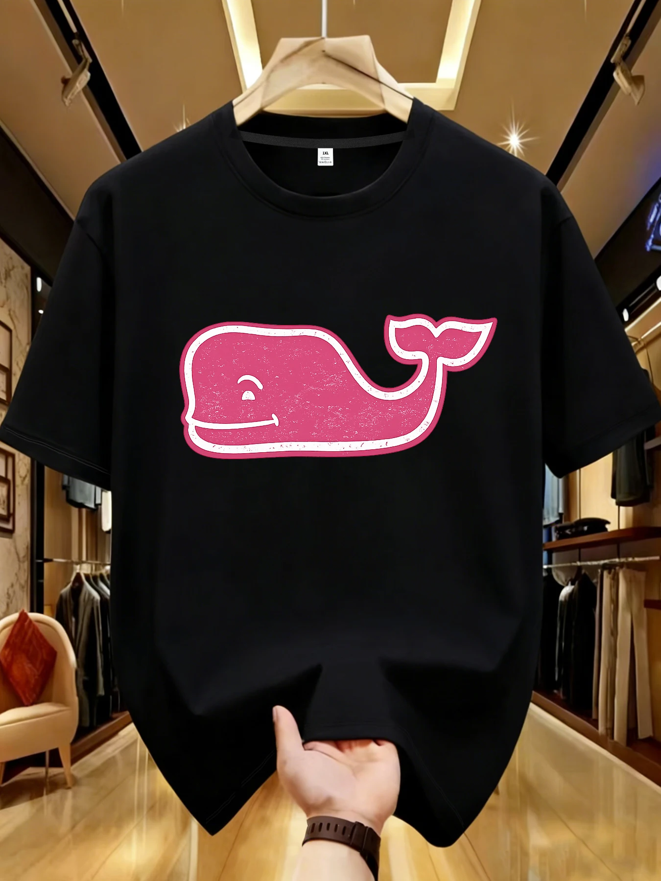 

【WDS01130】Dolphin print plus size women's round neck T-shirt summer casual street fashion women's Joker short sleeve T-shirt