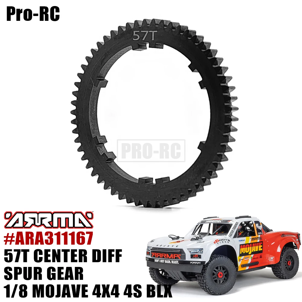 57T HD Steel Center Diff Spur Gear ARA311167 For Arrma 1/8 MOJAVE 4X4 4S BLX DESERT TRUCK RTR Rc Car Part