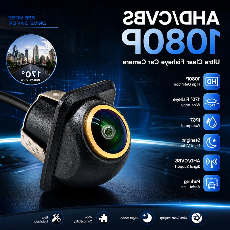 AHD CCD camera 170 fish-eye HD night vision waterproof straw hat modeling drilling reversing camera