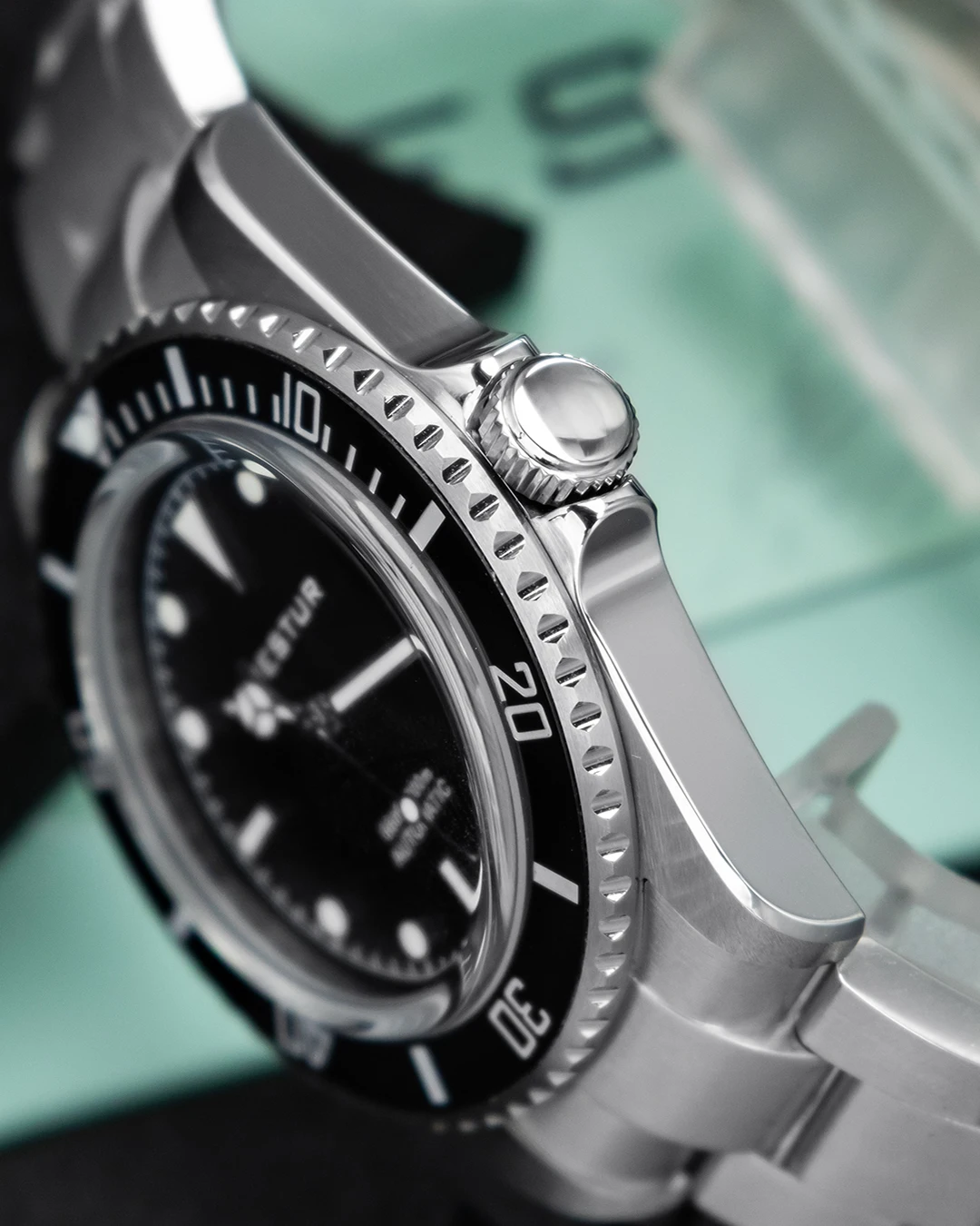 ساعات آلية أوتوماتيكية من Hestur 40 ملم HT1964 ساعة يد رجالية 5517 Milsub Vintage Diver 20bar ياقوت فاخر، SW200/PT5000