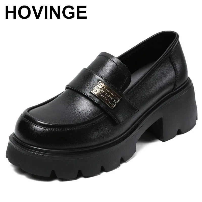 

Women's Height-Increasing Chunky Heel Thick Bottom Loafers round Toe Winter Daily Flat Shoes Vintage British Style