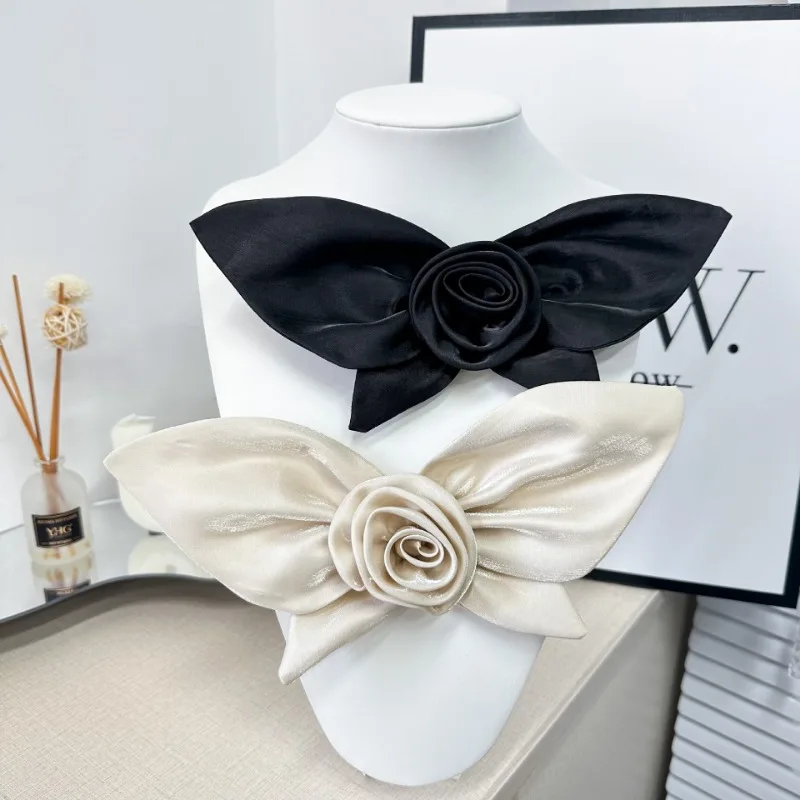 

3D Bow Solid Color Embroidered Patch Collar Decor Corsage Brooch Detachable Clothing Dress Applique Wedding Party Accessories