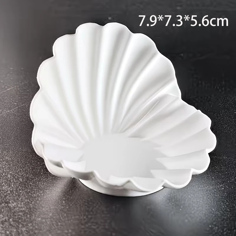 3D Printed White Shell Jewelry Tray Scalloped Seashape Ring Earrings Storage Vanity Desktop Organizer Decorative Trinket Holder