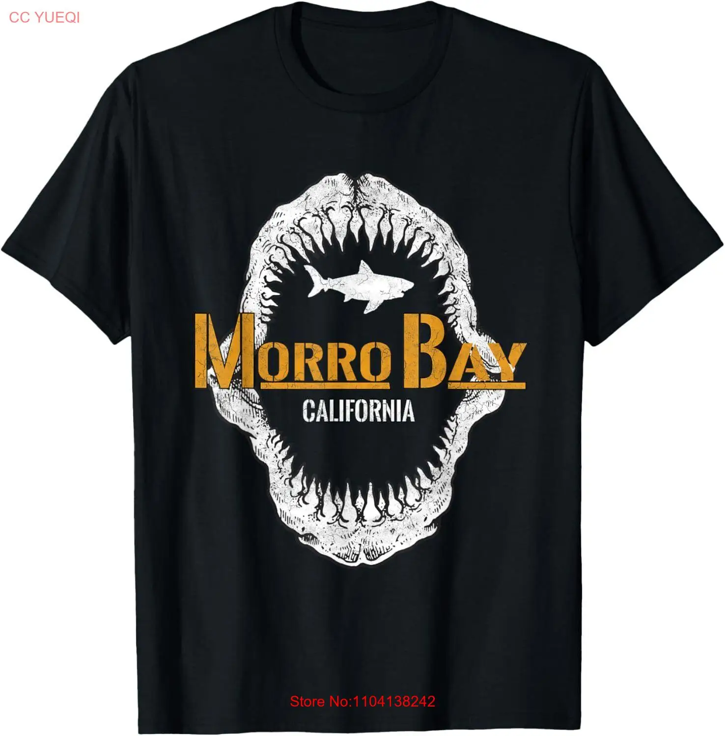 Retro Morro Bay California Shark Distress Morro Bay CA T-Shirt Hoodie