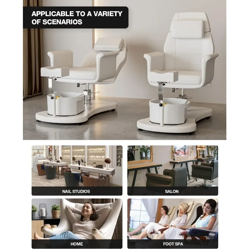 Pedicure Chair for Nail Tech, Upgraded 360 Swivel Hydraulic Lift Reclining Station, Pedicure Unit for Pedicure Chairs