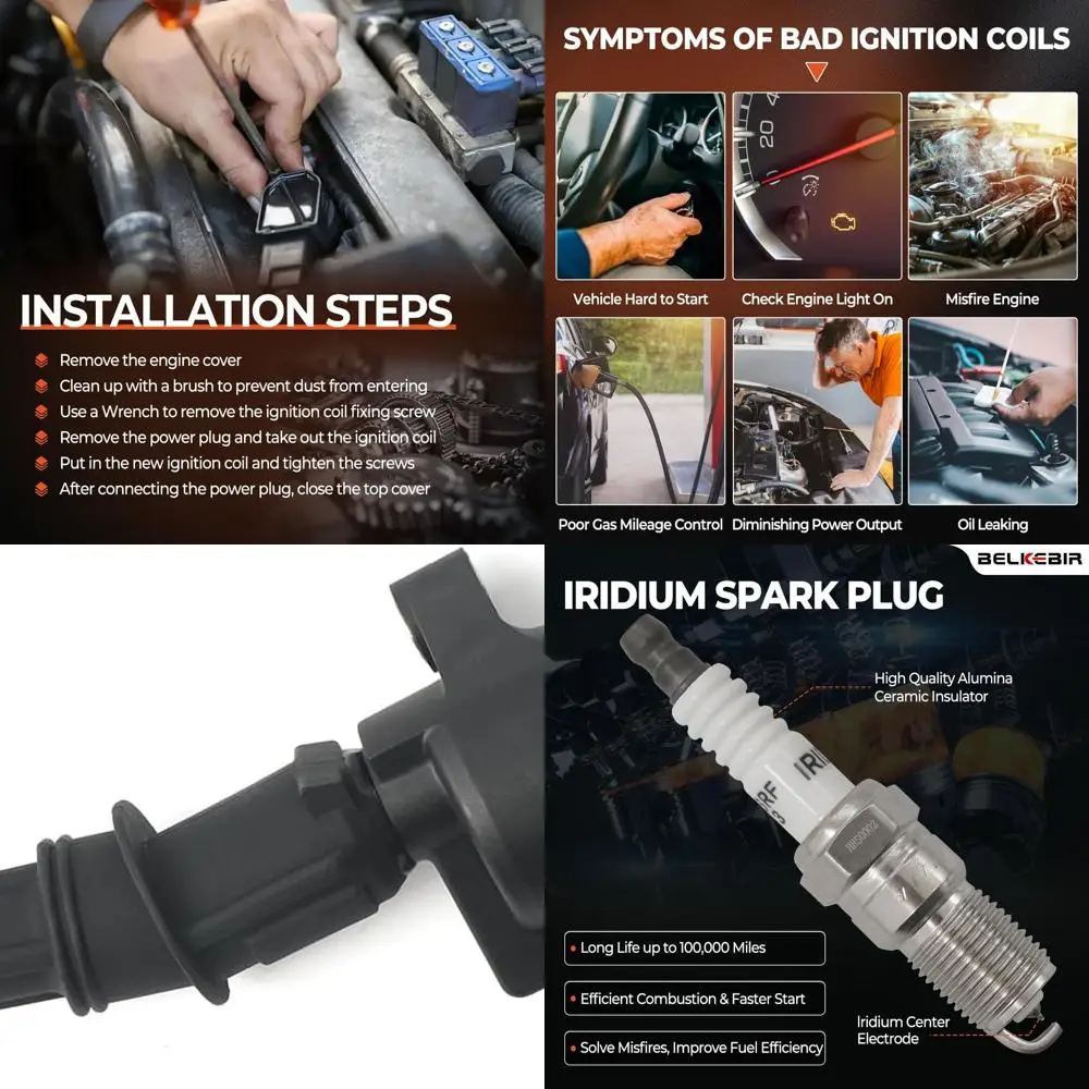 

Набор из 8 катушек зажигания и иридиевых свечей зажигания, совместимых с V8 5.4L 4.6L Ford Expedition F150 F250 F350 Explorer Excursion