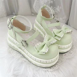 Heart Cute Girl Lolita Thick Bottom Thousand Layer Tarta Sweet Cool Height Shoes Japanese Lolita Girls' Tea Party Single Shoes
