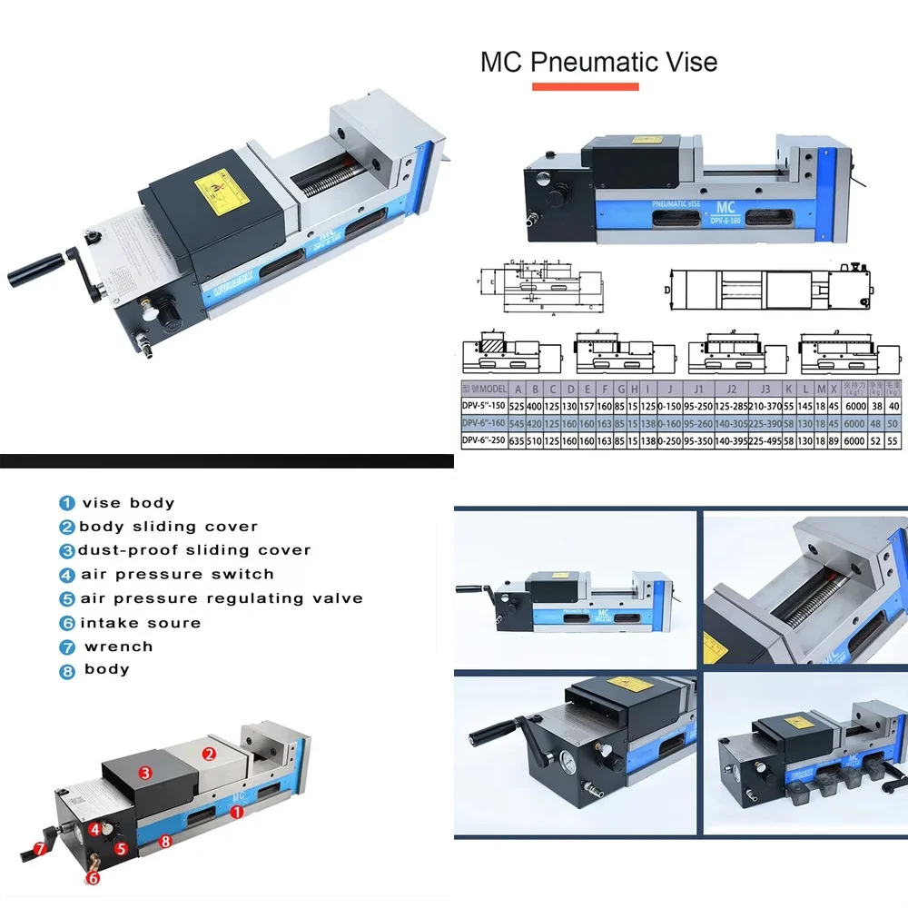 

DPV-6-160 MC Hydraulic Pneumatic Super Power Vise for CNC Milling Center