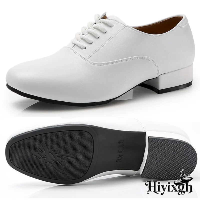 Men's Leather Latin Dance Shoes, Fall Breathable Low‑Heel Sport Teaching Shoes for Ballroom Square Jazz Dance