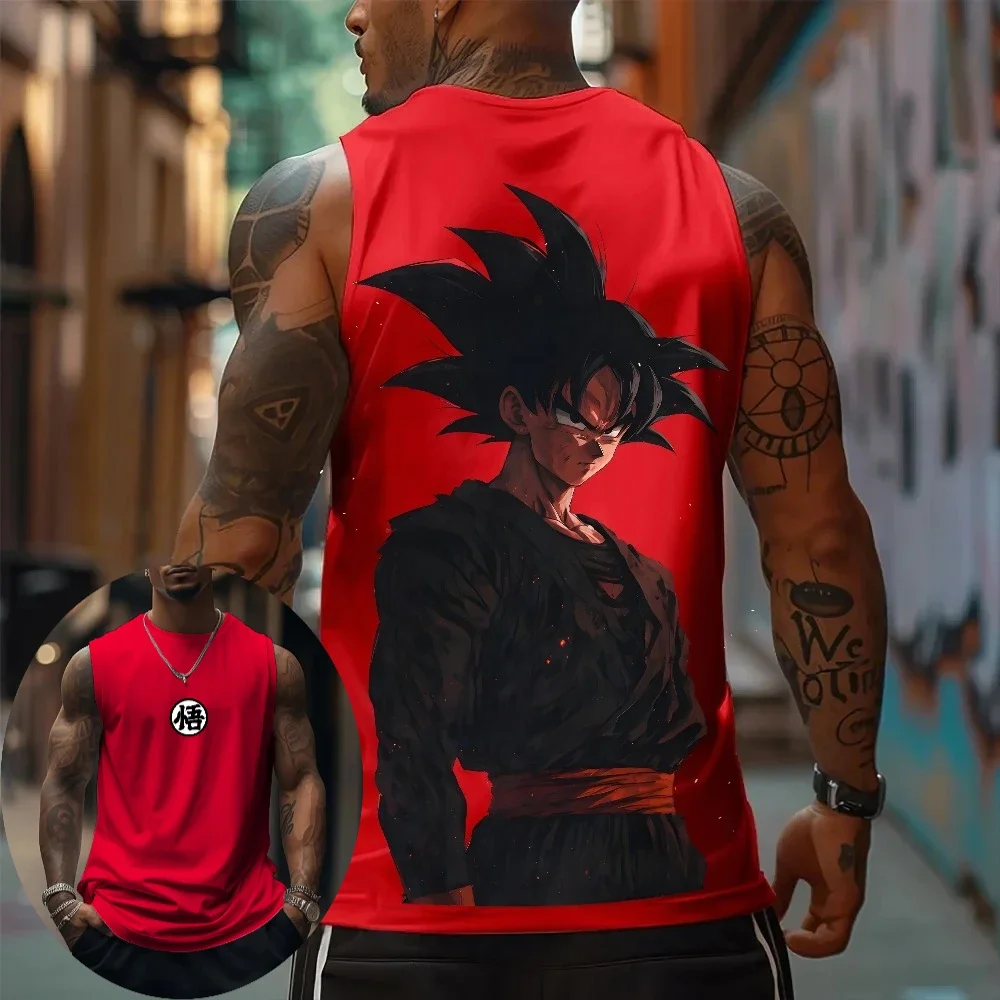Koszulka bez rękawów Dragon Ball Z Męska Son Goku Letnia Anime Wiosna Jesień Sport Fitness Bieganie Top Bez Rękawów Na Siłownię