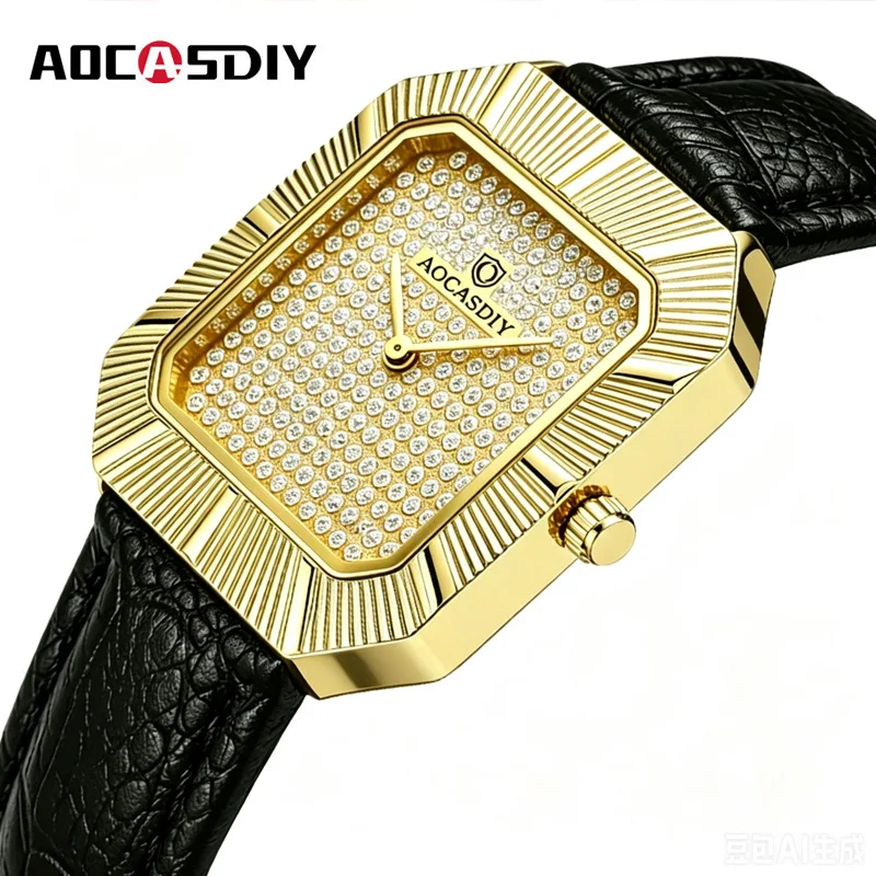 Men's Watch Gold Gypsy Star Diamond Square Fashion Quartz Watch Waterproof Men's Watch High-end Watch