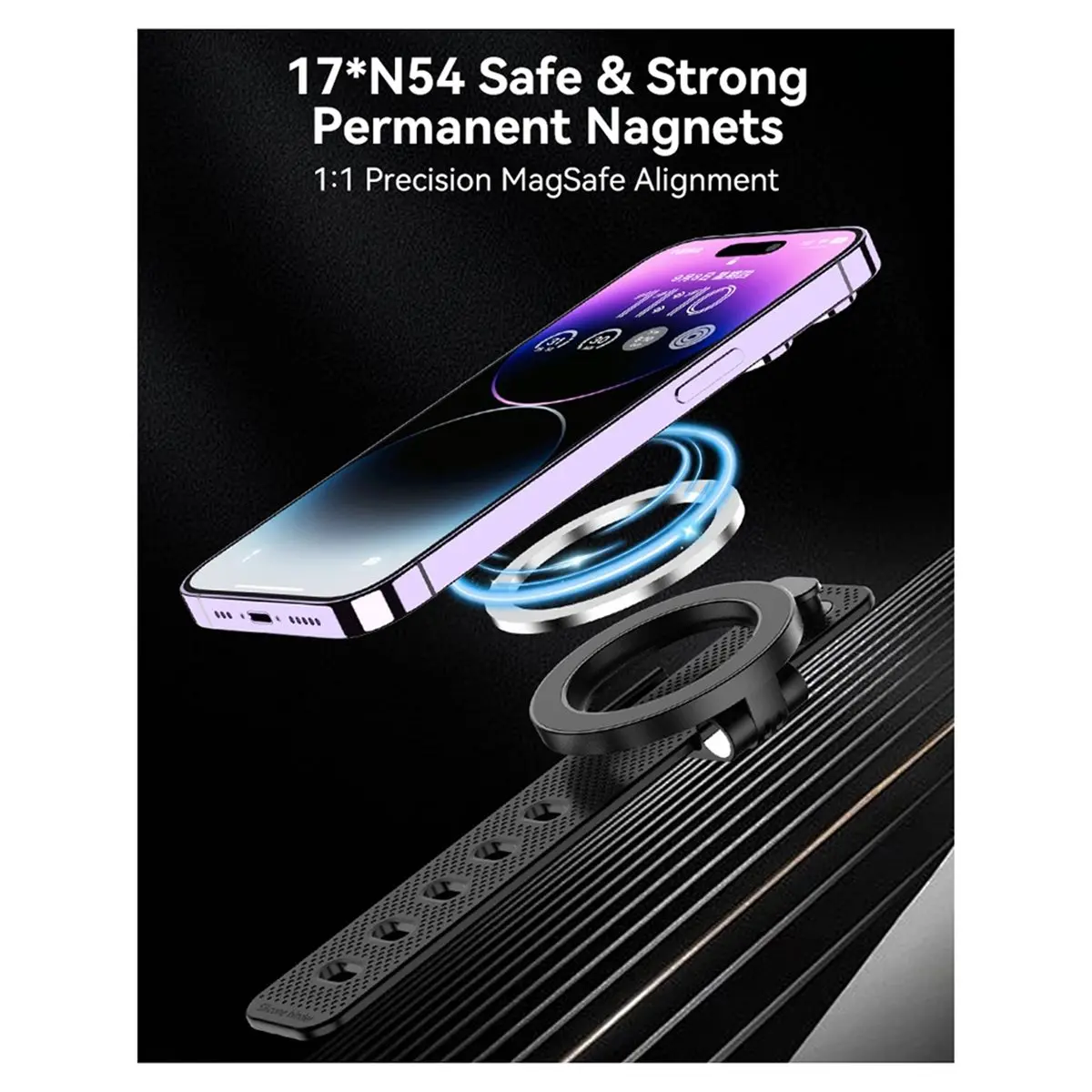 fitfit Magnetic Phone Holder Stand with Silicone Strap Strong Magnets for Pram Golf Cart Universal for Smartphone