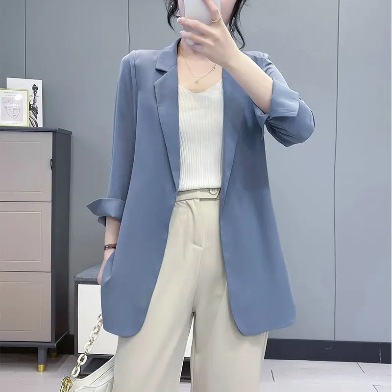 Giacca Blazer viola per donna abiti autunnali abbigliamento coreano di tendenza lunga giacca da donna Casual abiti sartoriali cappotti primaverili