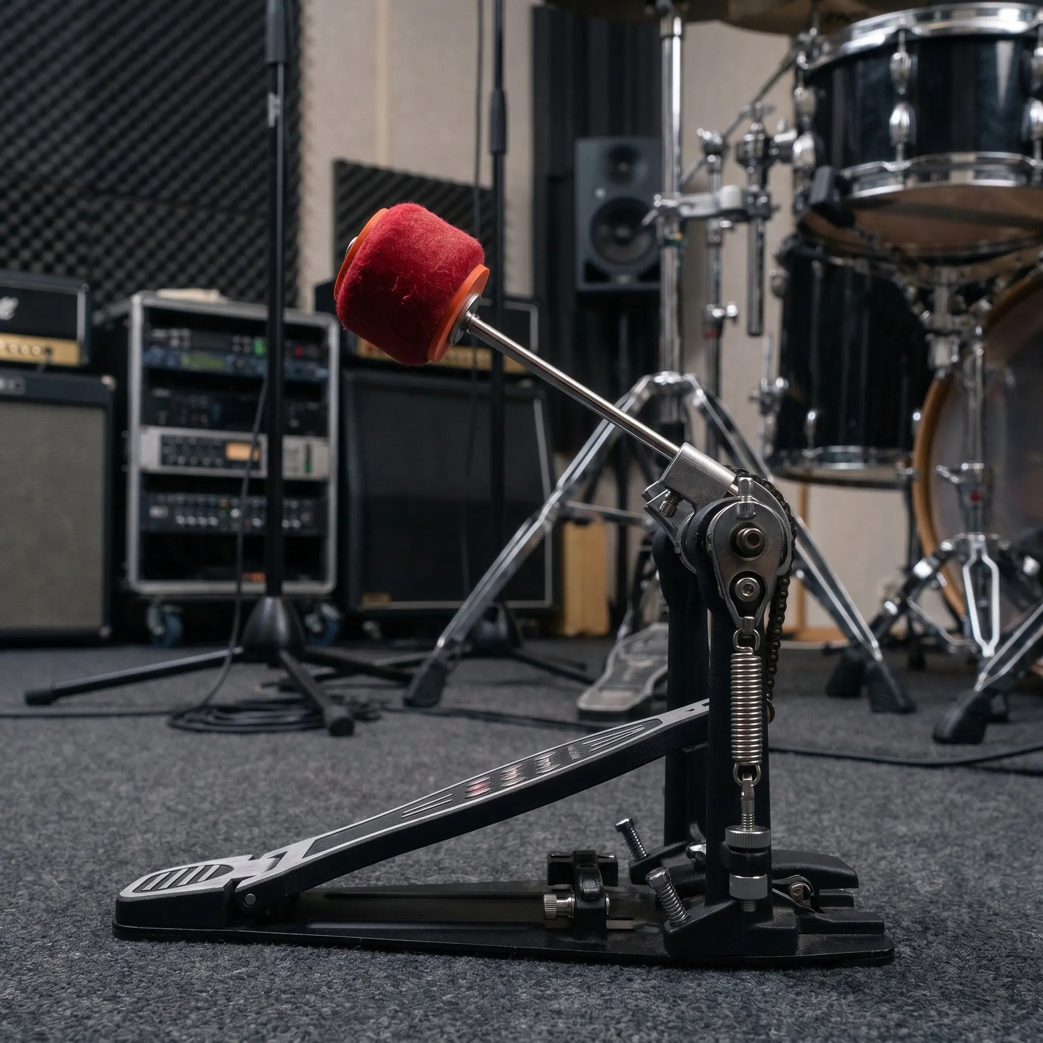 Red Orange Jazz Drum Pedal Kick Drum Beater Felt Head Heavy Duty Bass Hammer for Sessions Percussion Accessories
