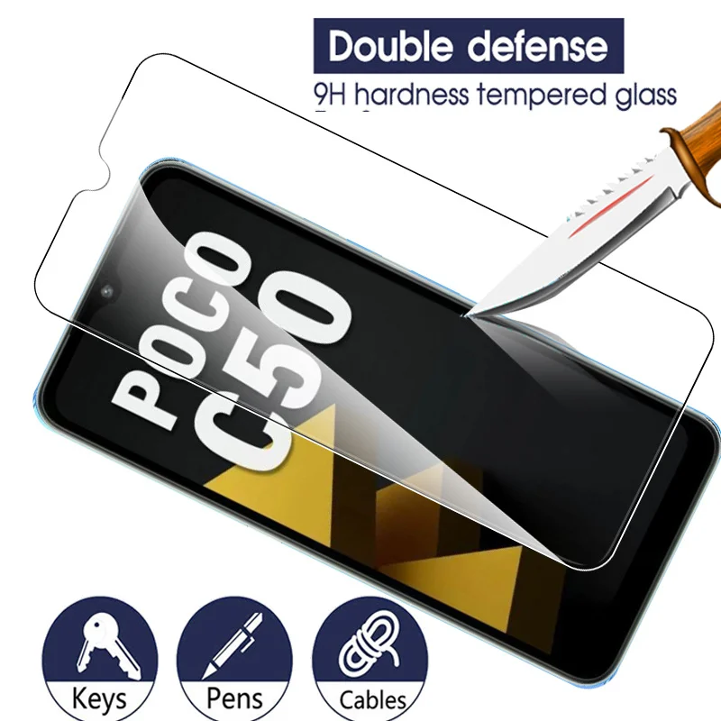 2pcs full cover screen protector tempered glass for Xiaomi Poco C50 poxo c 50 50c phone protection film Pococ50 protective glass