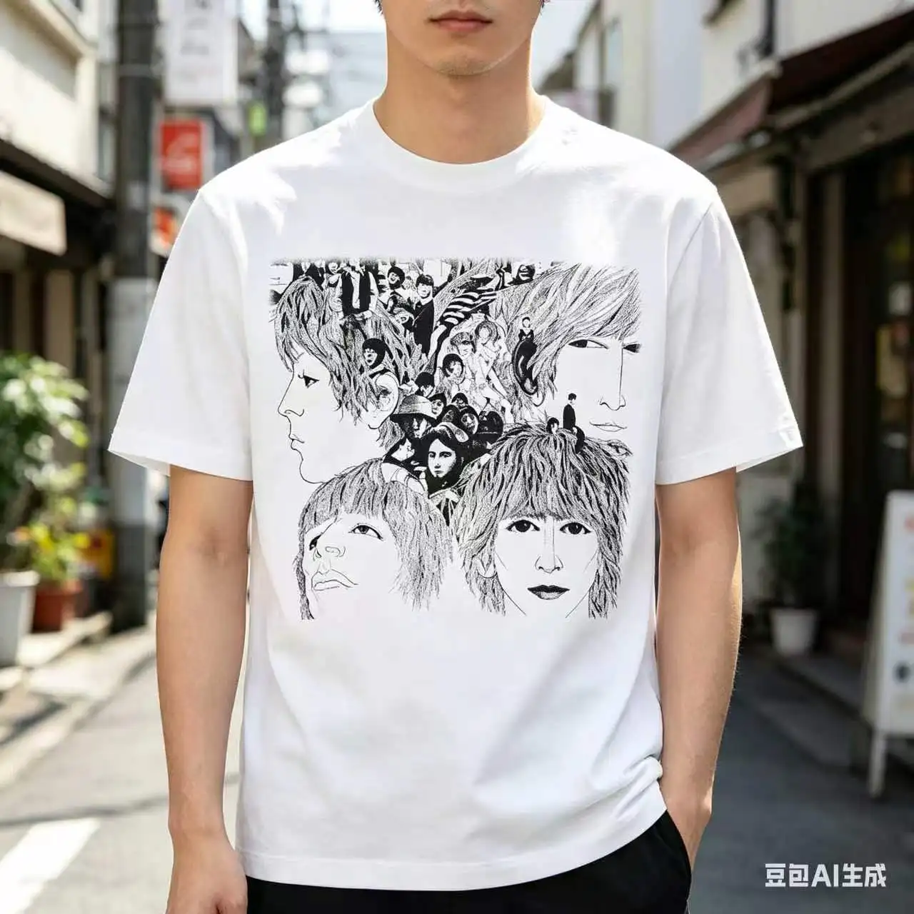 Gray The Beatles Revolver Album Art T-Shirt, Men's Classic Rock Tee, Perfect for Fans Who Love Psychedelic Rock & Vintage Design