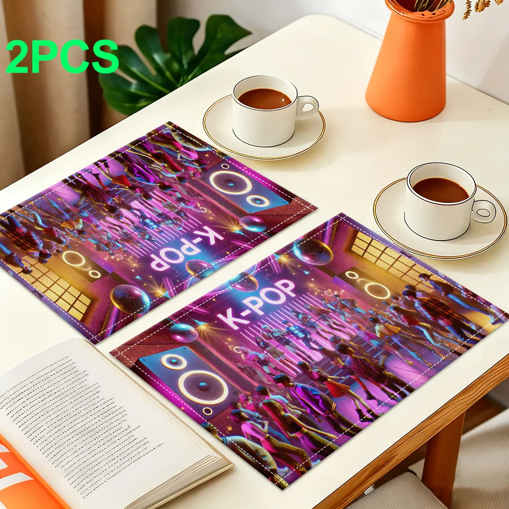Vibrant K-Pop Concert Placemats Set Of 2 Music Party Table Mats For Teen Room Decor And Kpop Fans Gift