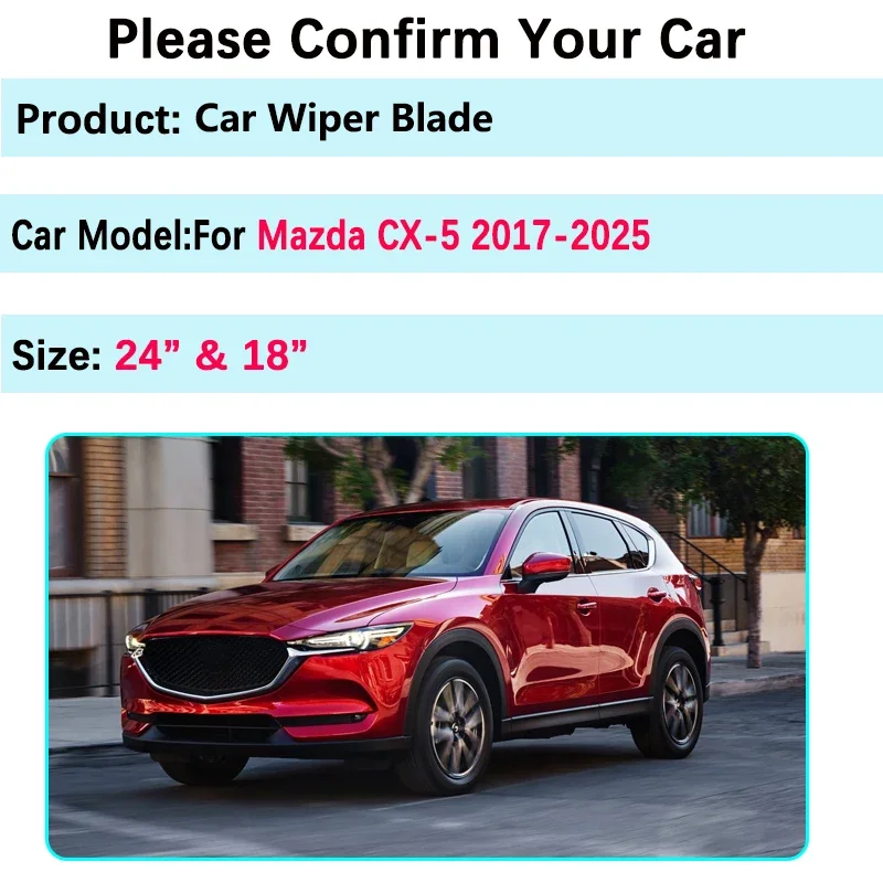 Car Wiper Blades For Mazda CX-5 CX5 CX 5 KF MK2 2017-2025 2018 2019 2020 2022 Cutter Boneless Windscreen Windshield Clean Rubber