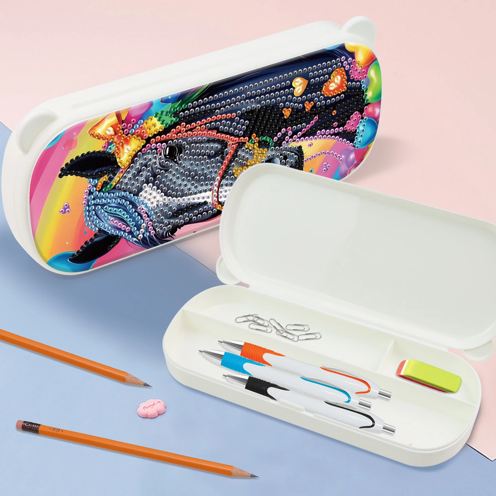 Diamond Art Painting pencil box Kits for Adults,DIY dark horse Diamond Art pencil box Case Storage Organizer for Stationery gift