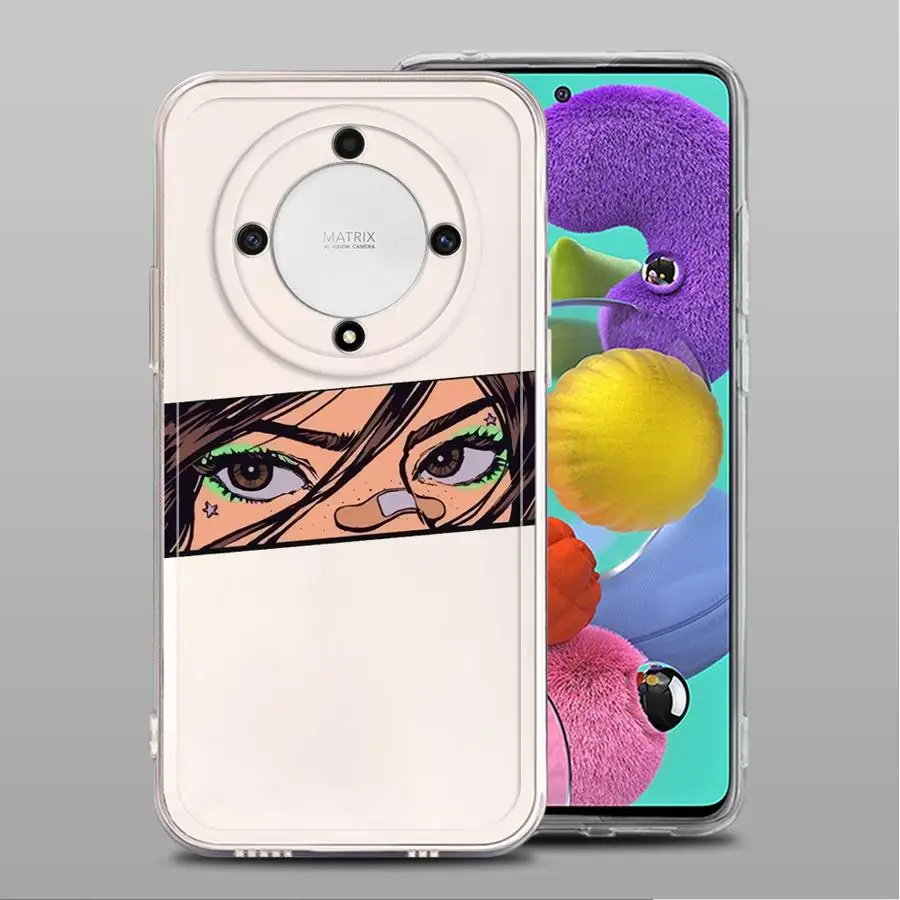 حافظة هاتف لهاتف Honor Y9 Prime 2019 X9a X9b X8b X7b 90 Lite أنماط شخصية شفافة وناعمة ولطيفة