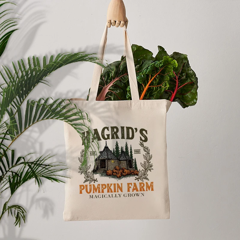 Hagrid is est-Bolso de lona plegable para compras, bolsa de hombro de lona para regalo de Halloween, cultivo mágico de granja de calabaza, a la moda, 1981