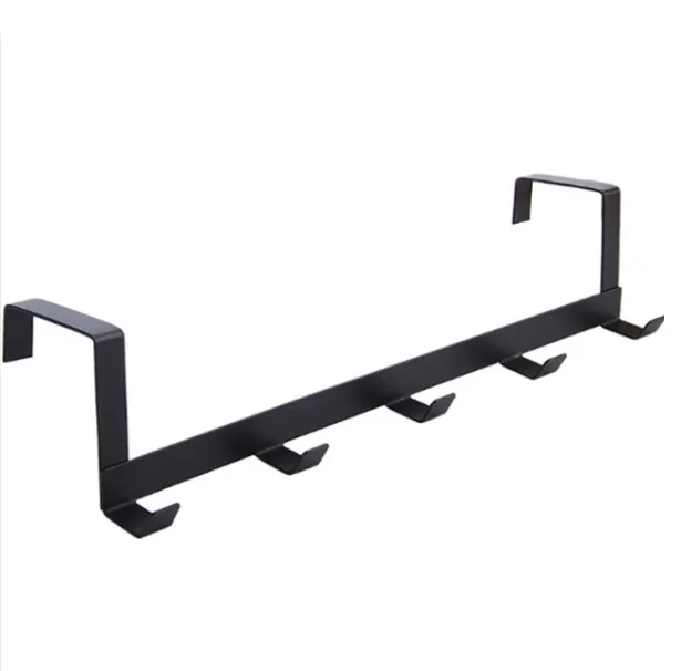 Household Iron Door Back Hook With No Punching Or Marking, Back Style 5-Link Hook, Multifunctional Clothes And Hats Storage Rack