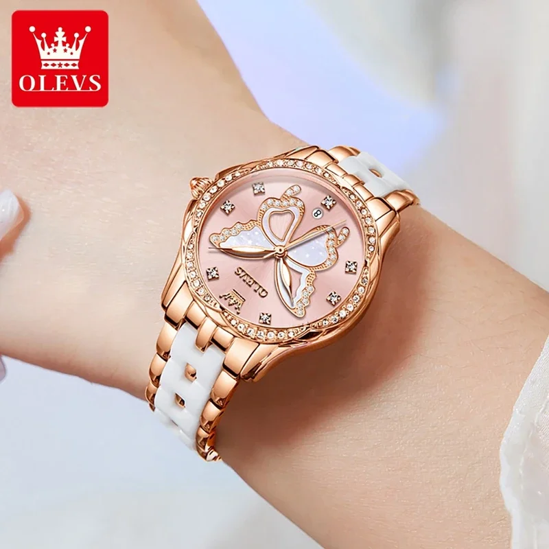 OLEVS 5610 Women\'s Watches Design Dial Ceramic Strap Waterproof New Fashion Young Girl\'s Watches Set