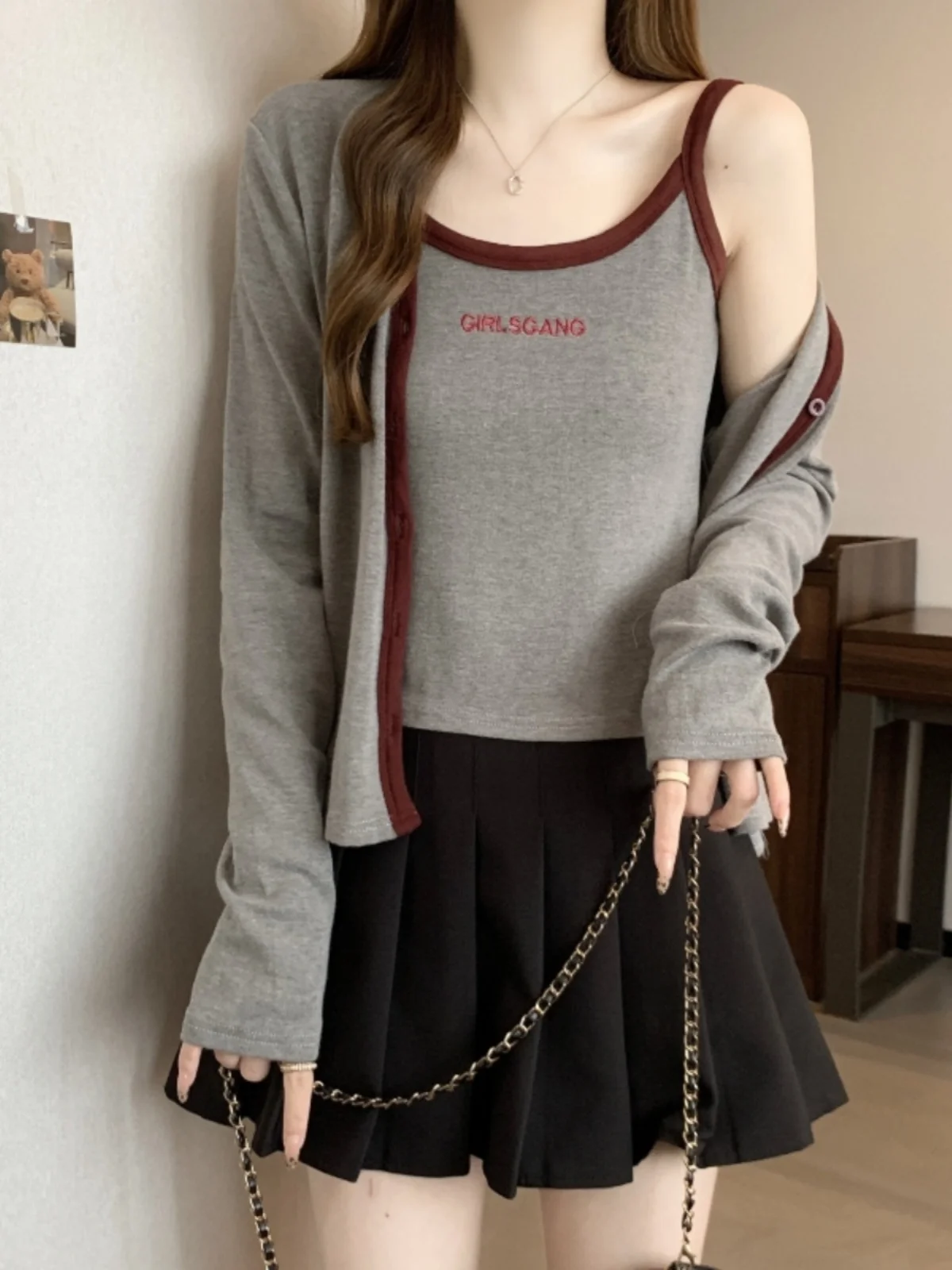 Early Spring Fashion plus Size Knitted Cardigan And Tank Top Set for Plump Women Elegant Petite Style Button Detail Commute S...