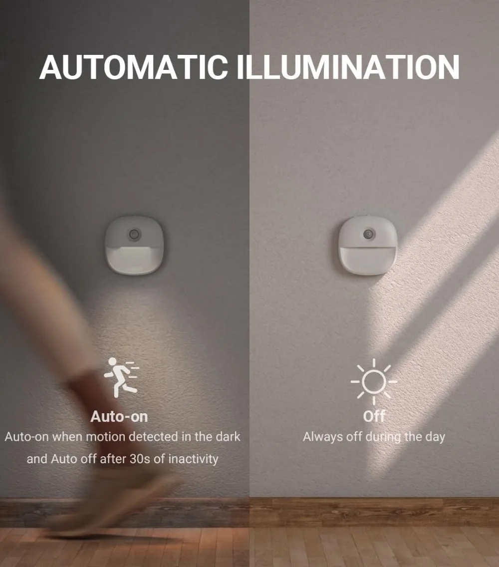 Motion Sensor Night Light, USB Rechargeable, Dimmable LED, Stick-on for Closet, Bedroom, Kitchen, 3-Pack view 5