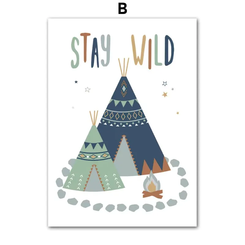 Bear Tent Mountain Compass Quotes Posters Minimalist Print Canvas Painting Wall Art for Living Room Modern Home Decor
