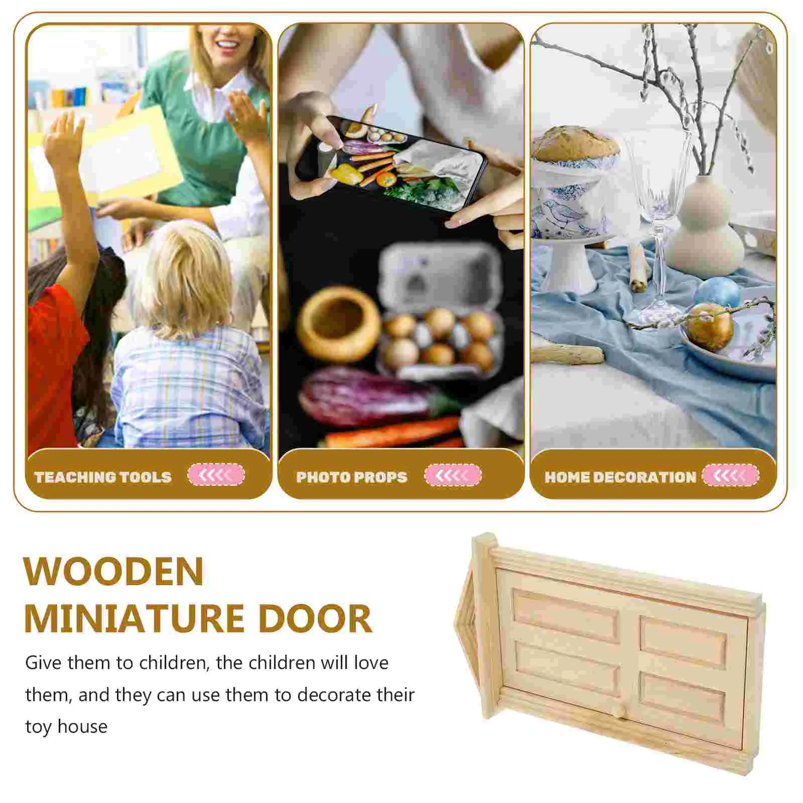 Mini Porte en Bois pour Enfant, Modèle de Porte, Jouet Artisanal, Portes de Scène Miniatures pour Bricolage, Petits Meubles de Maison