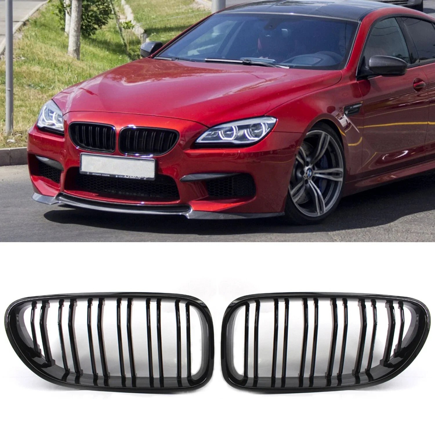 

Для BMW M6 640i 650i F06 F12 F13 2012 2013 2014 2015 2016 2017 2 шт. глянцевый черный автомобильный передний бампер решетка почек 51137211921