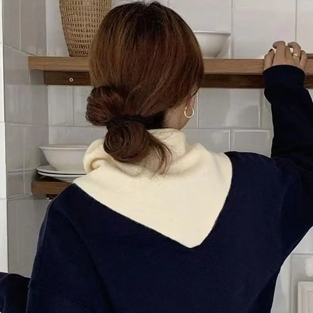 البريطانية الكورية نمط المتخصصة الصوف محبوك الثلاثي وشاح المرأة الحجاب وشاح محبوك متعدد الوظائف الدافئة وشاح محبوك #5