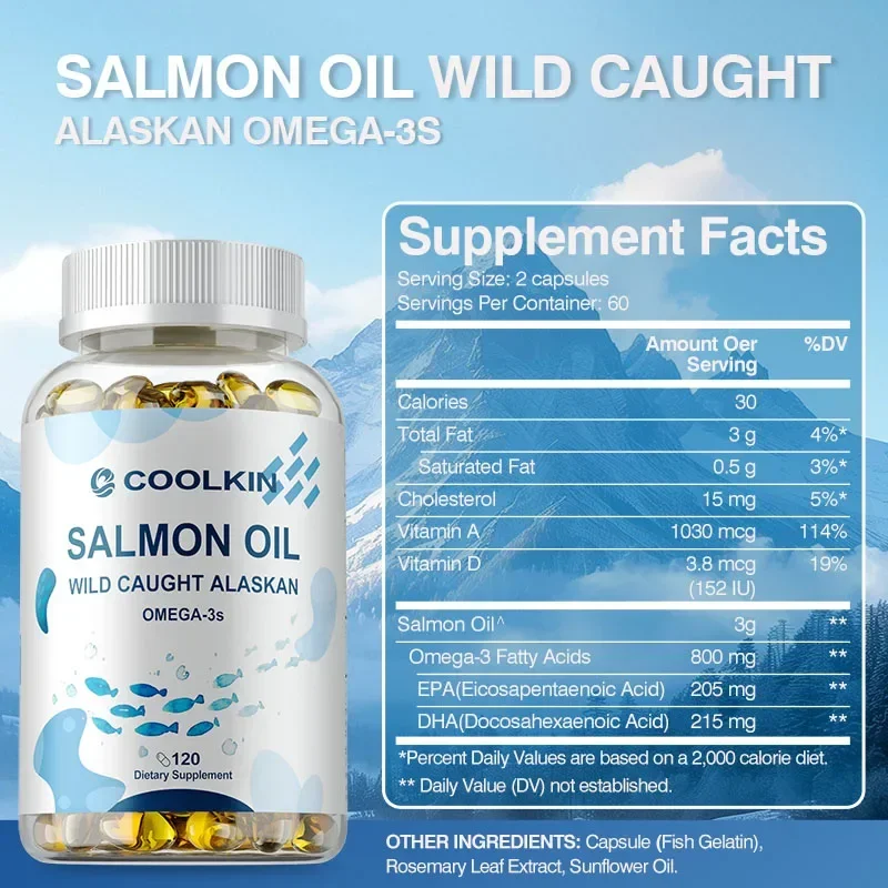 Salmon Oil - Supports Heart, Brain, Joint Health, Boosts Immune Function, Reduces Stress and Anxiety, Promotes Energy Production