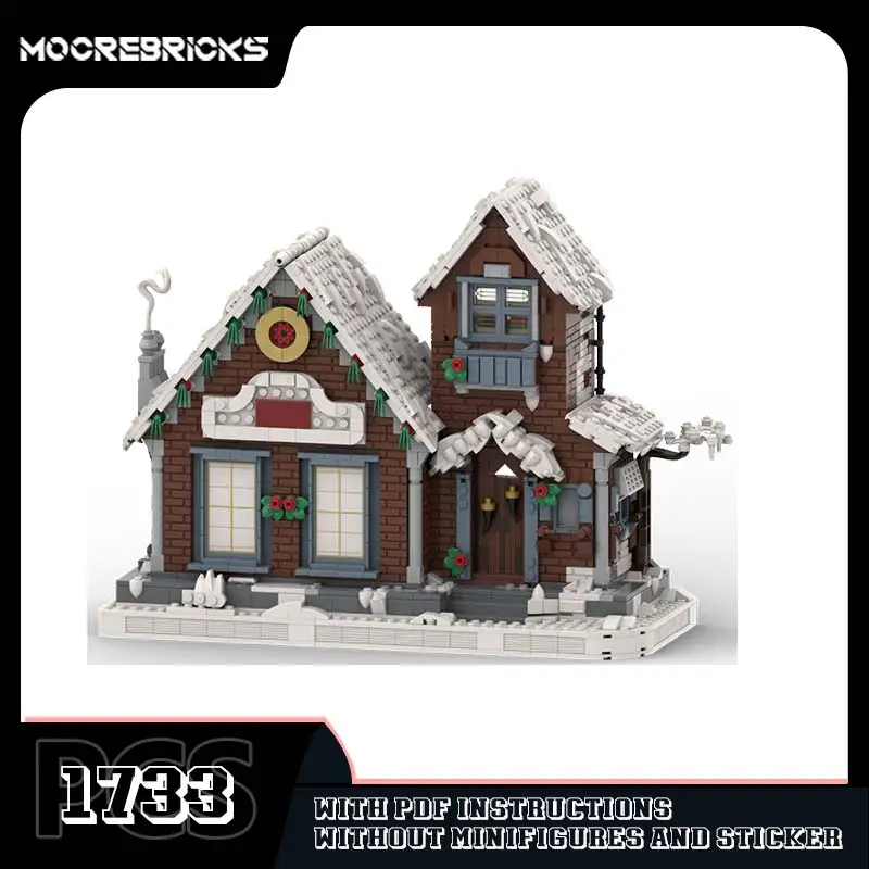 MOC Snow Scene House Building Blocks Set - Modello di esposizione del cottage invernale Giocattolo per ragazzi e ragazze Idea regalo di Natale