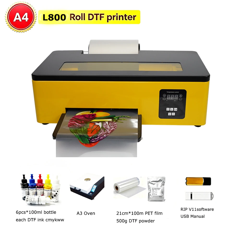 for Epson L800 DTF Tshirt Printer print PET Film with a3 oven DTF ink powder Heat Transfer for Tshirt Clothes textile fabric