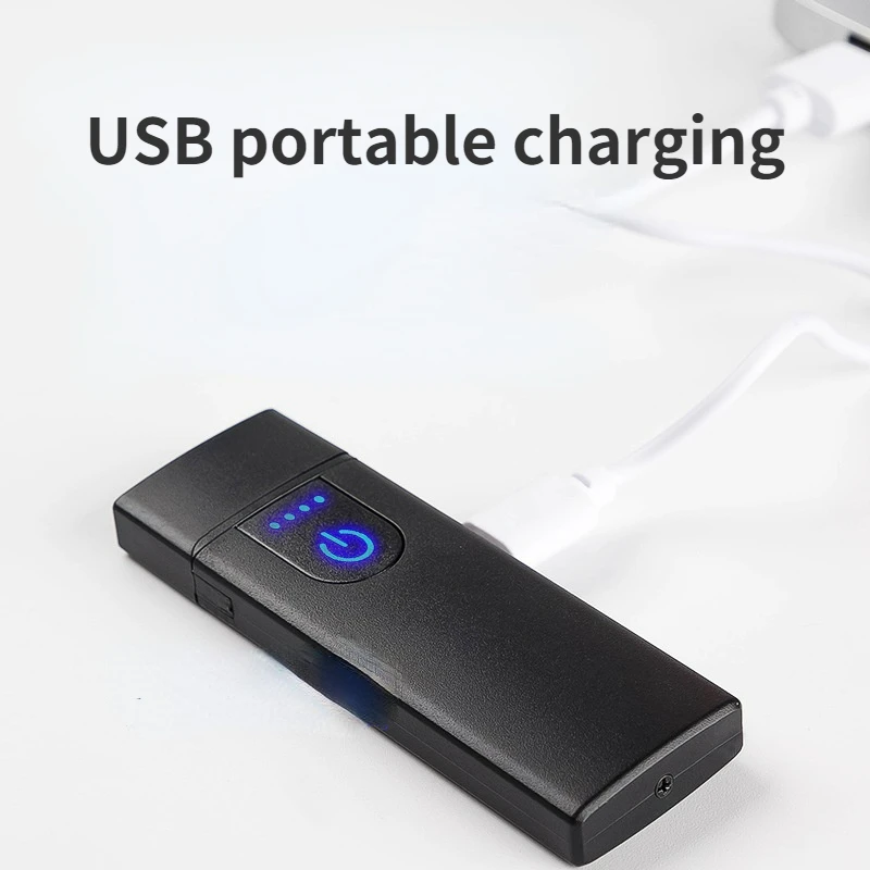 New Ultra-thin Metal USB Rechargeable Lighter Portable Compact Windproof Touch Induction Heating Wire Lighters Can Be Wholesaled