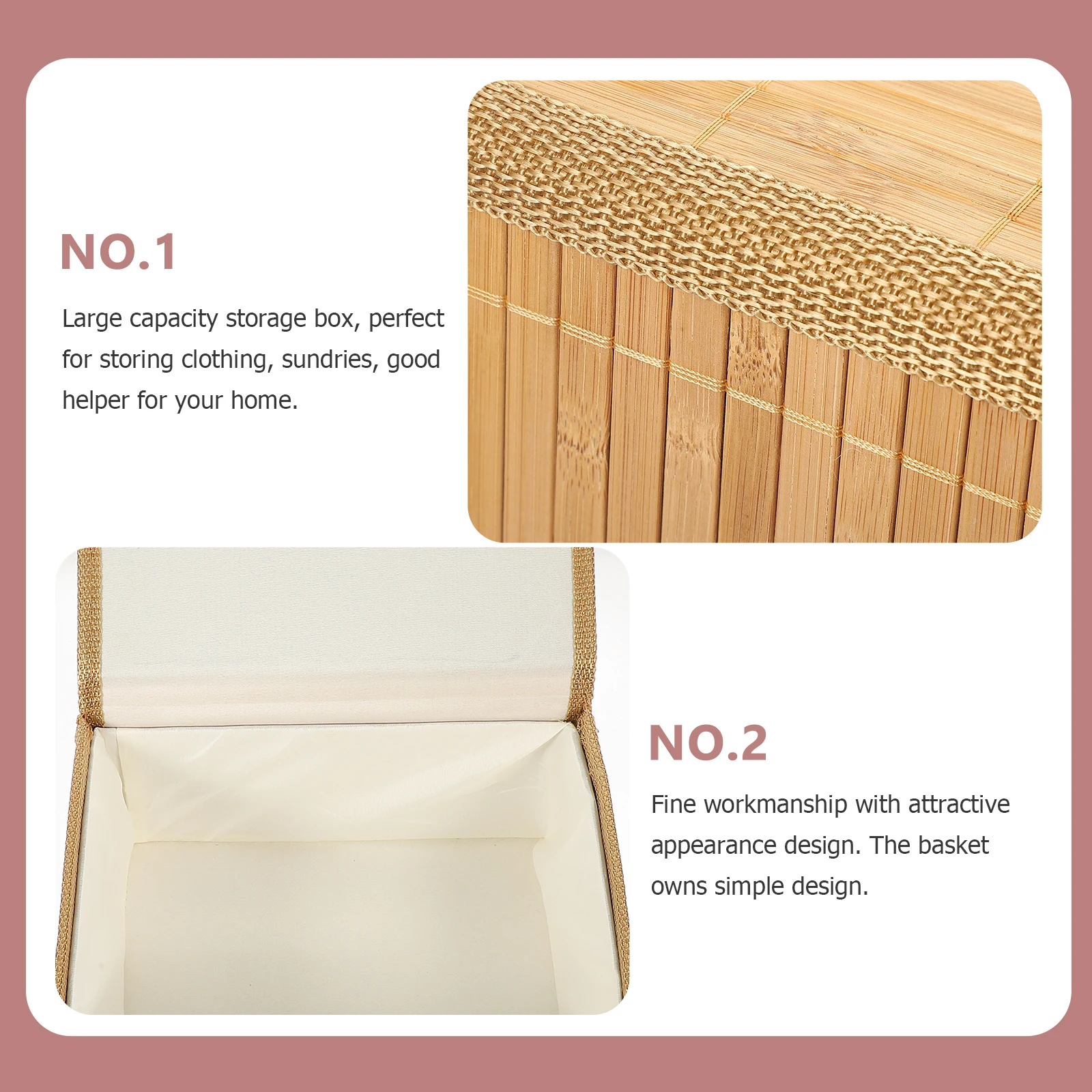 

3pcs Bamboo Storage Baskets Large Capacity Home Organizer Tidy Living Space Desktop Storage Bin Eco-Friendly Home