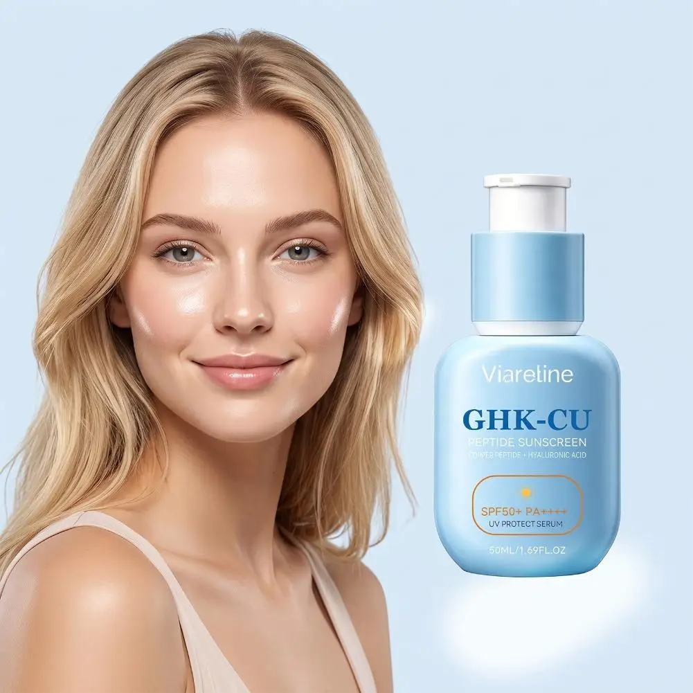 SPF 50 PA++++ Copper Peptide Face Sunscreen Hydrating Lightweight Sun Cream Fast Absorbing UV Protection Makeup Base
