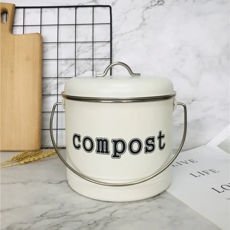 1.3L Metal Compost Bin,Kitchen Counter,Small Sealed Trash can with Lid for Food Waste,Countertop Composter Container,Dustbin