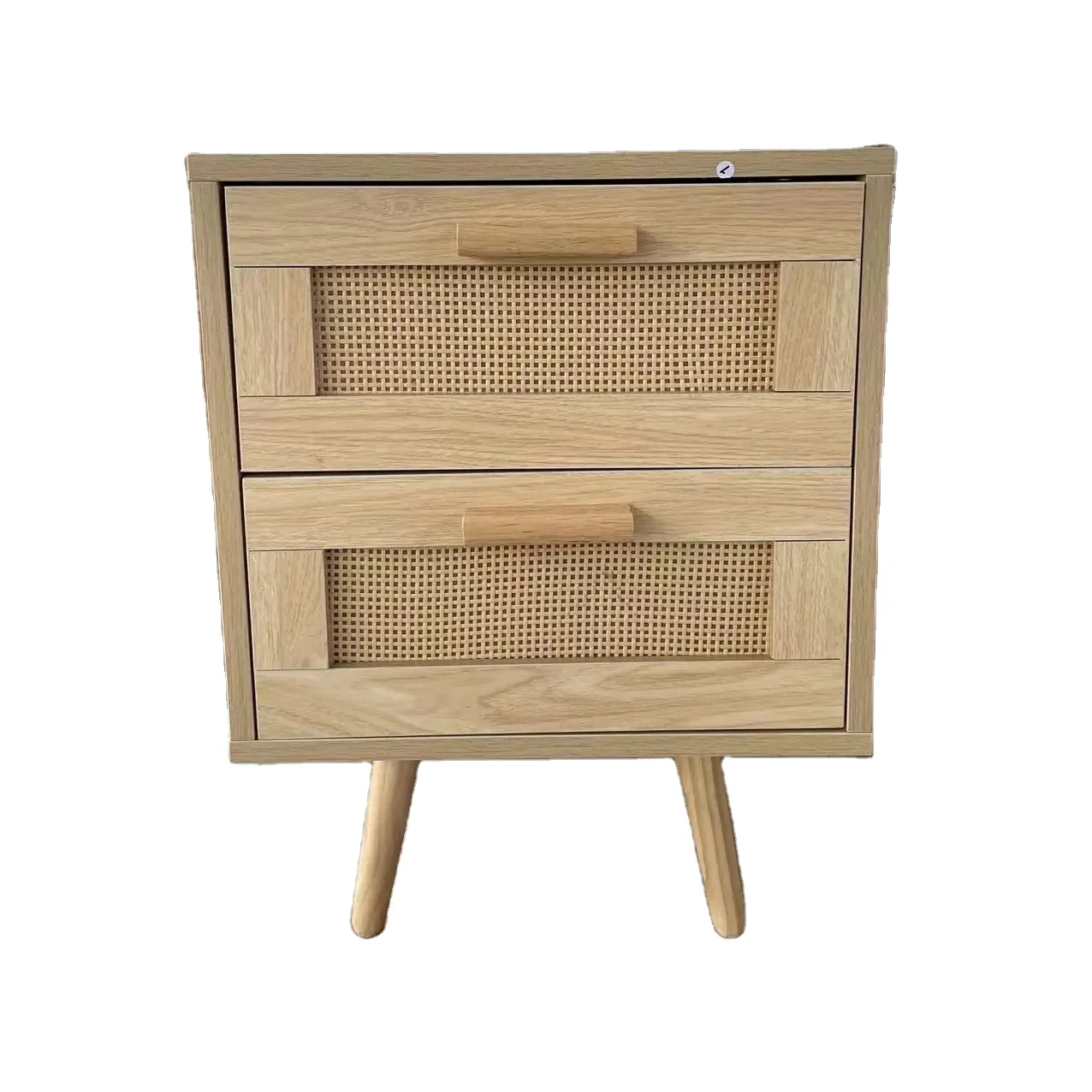 Modern Bedroom New Design Rectangle Night Stand Bedside Table with Rattan Doors For Bedroom Furniture