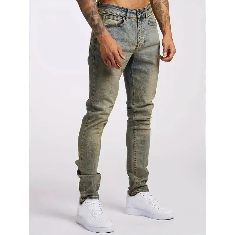 Slim Fit Vintage Jeans High Stretch Distressed Casual Low Waist Neutral Zipper Not Deformable Summer 2025 Style Other Fabric