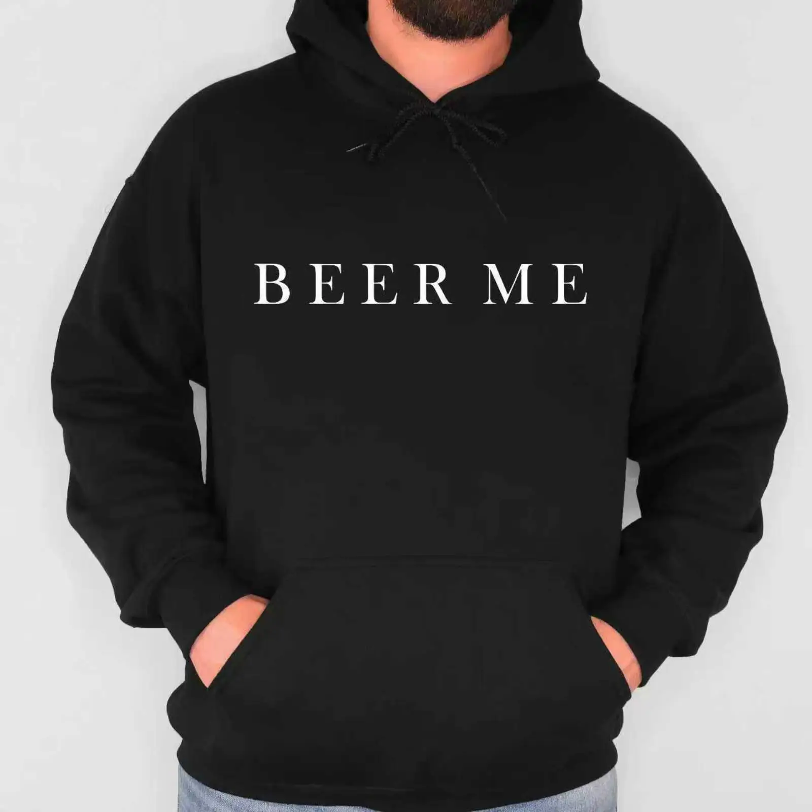 

Funny 'BEER ME' Hoodie, Men's Casual Drinking Party Pullover Sweatshirt, Humorous Beer Lover Gift for Him