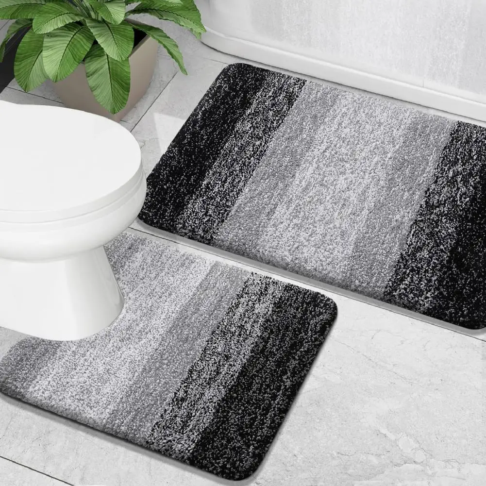 Sophisticated Bath Rug Colorblock Anti-slip Doormat with Strong Water Absorption for Indoor Entryways Rooms Kitchens Oblong