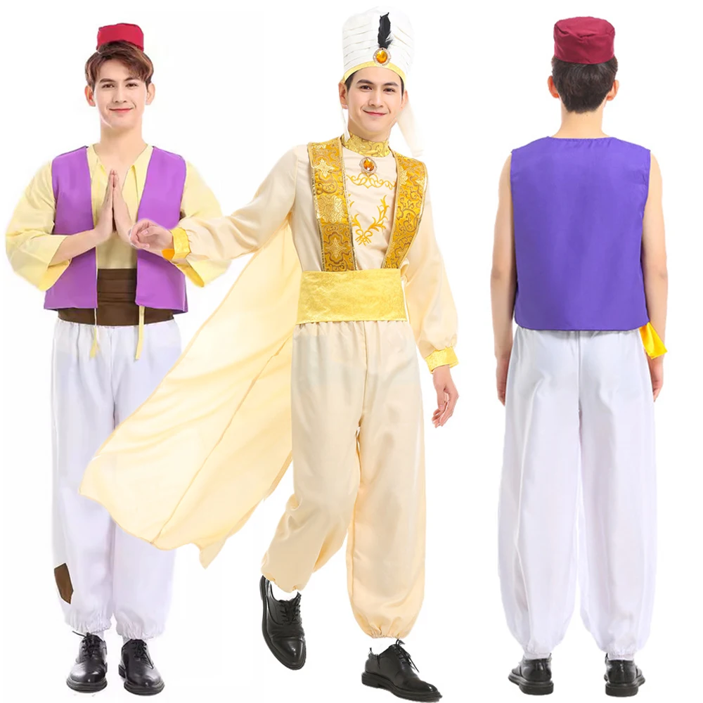 Cosplay Anime Aladdin Prince Costume Outfit Halloween Carnival Fancy Dress Up Party 1000 Nights disfraz hombre Performance Set