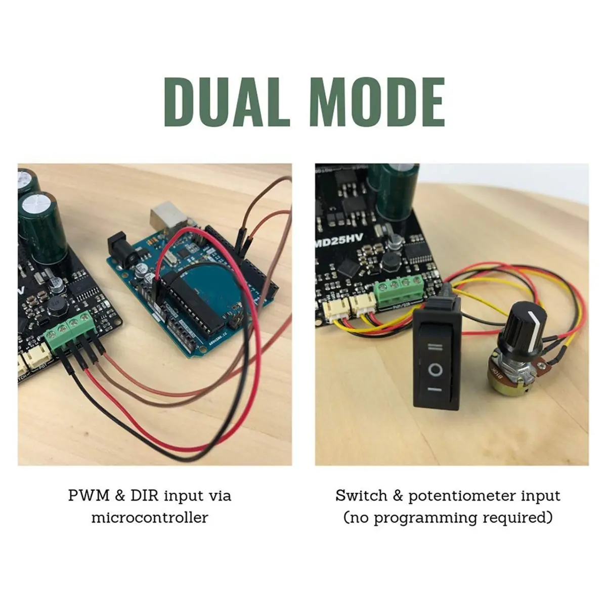 Controlador de Motor de CC de Alto Voltaje (ABAB) MD25HV Cytron 25Amp 7V-58V para Motores de CC con Escobillas, Control PWM de Alta Potencia