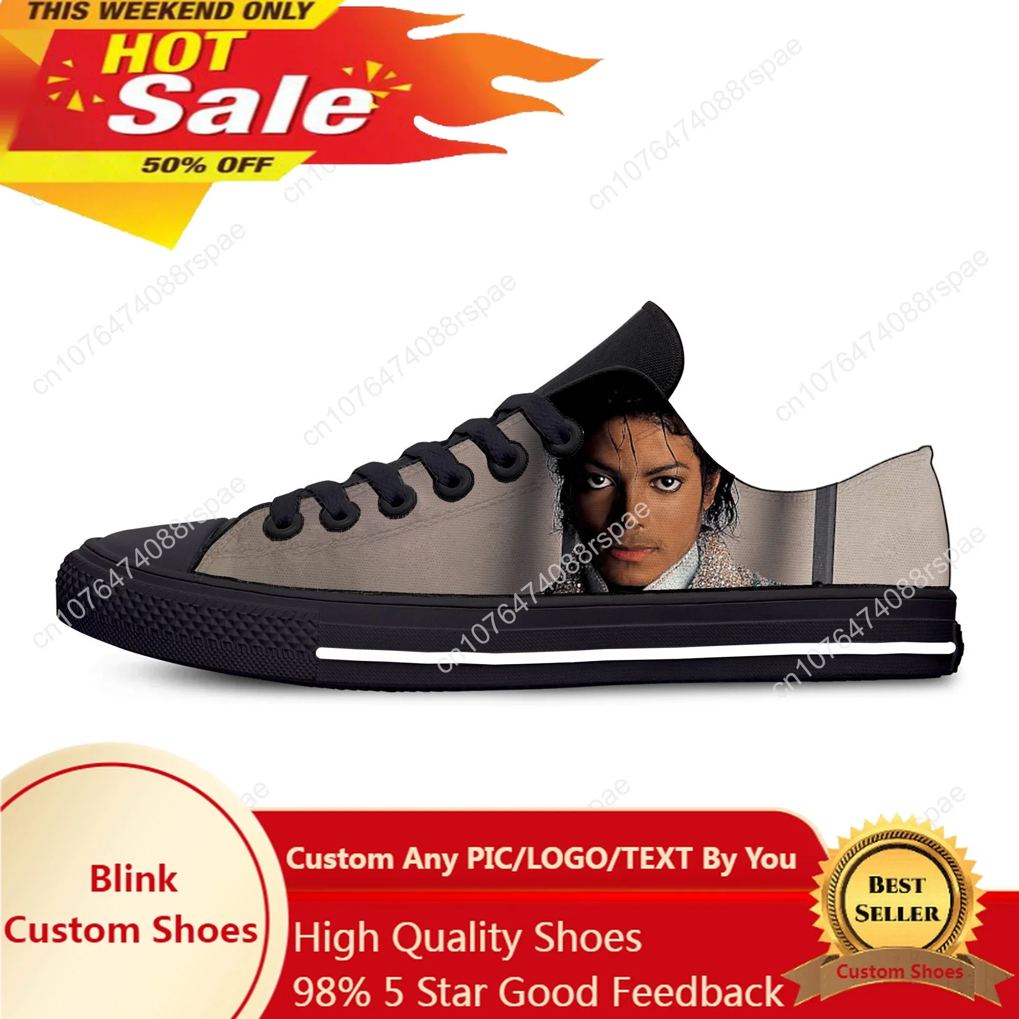 

King Of Pop Michael Jackson Rock Music Singer Cool Casual Cloth Shoes Low Top Lightweight Breathable 3D Print Men Women Sneakers