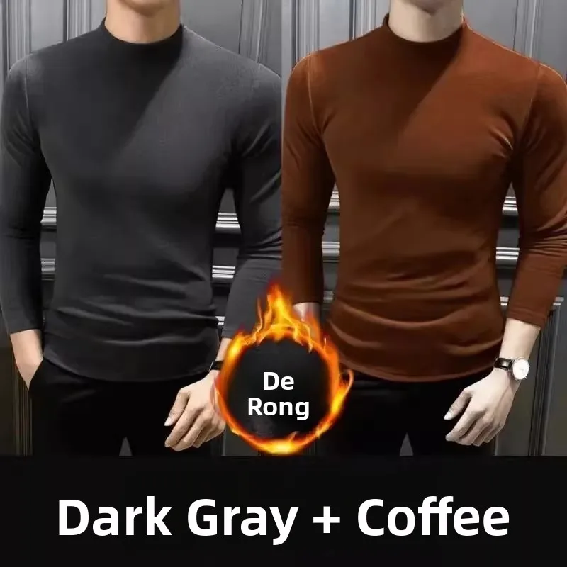 

Double-Sided Fce Warm Underwear Long Sve Crew Ne T-irt for Men Autumn Winter Slim Fit Breathable Antifouling Polyes...