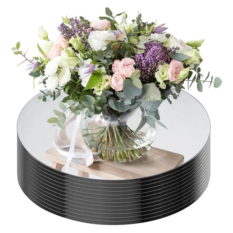

12 шт. 12 дюймов круглые зеркала для центральных украшений для столов, круглые зеркала, подносы, тарелки для центральных украшений, свадебные украшения, A330