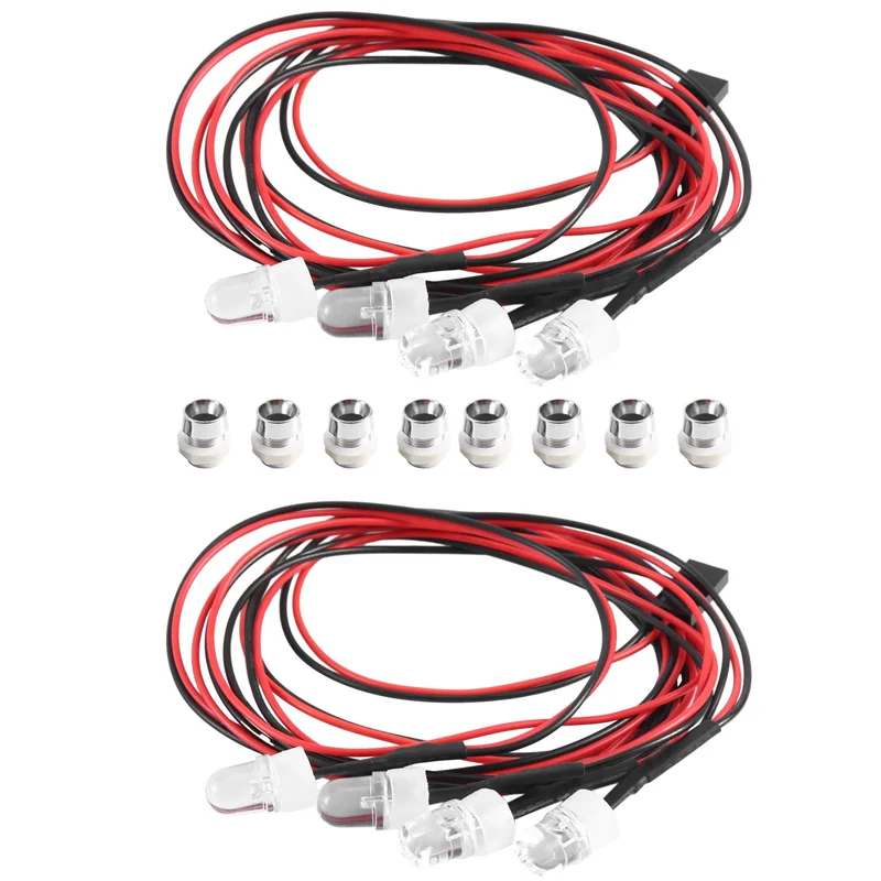 AS95-RC أضواء السيارة 3-9 فولت مجموعة ضوء المصباح رئيس ضوء ل 1/5 1/8 1/10 1/12 1/14 RC نموذج سيارة شاحنة LED ، 2 أجزاء أبيض 2 أحمر 8 مللي متر